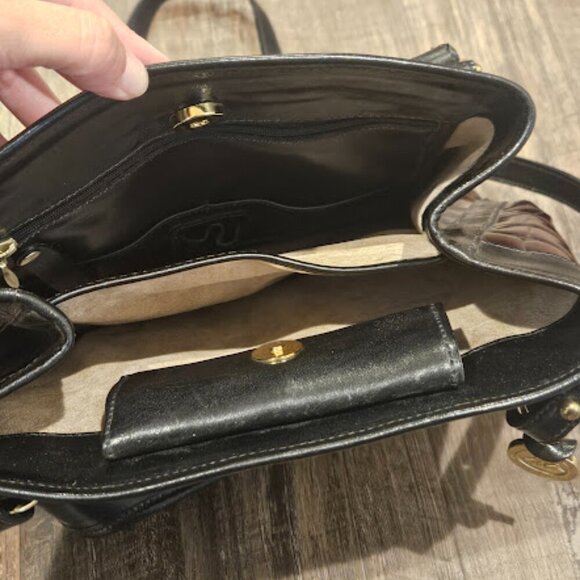 Brahmin Crocodile Embossed Brown Leather Handbag - Picture 6 of 11